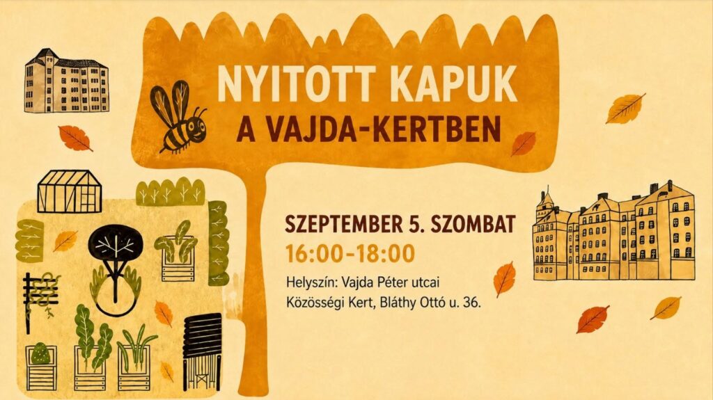 Nyitott kapuk a Vajda-kertben plakát – 2026. szeptember 5., Bláthy Ottó utca 36.