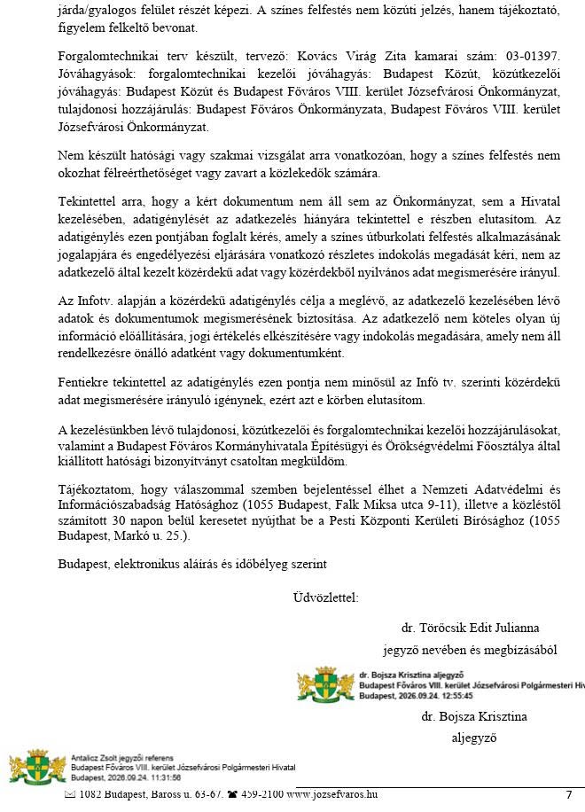 A válaszlevél 7. oldala és aláírása