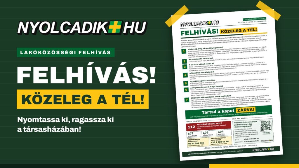 Felhívás! Közeleg a tél! – a Nyolcadik.hu kinyomtatható plakátja a társasházak lépcsőházaiba