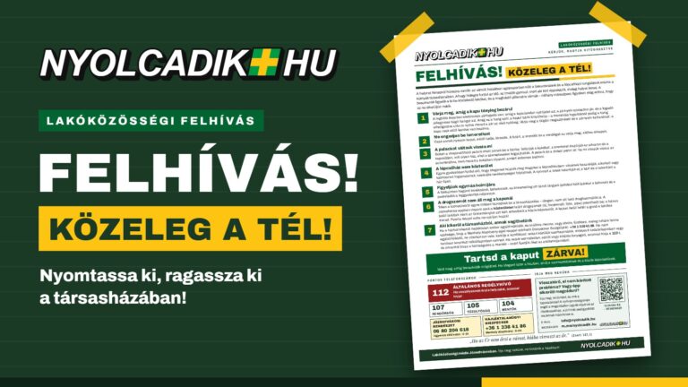 Felhívás! Közeleg a tél! – a Nyolcadik.hu kinyomtatható plakátja a társasházak lépcsőházaiba