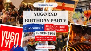 YUGO Resto-Bar 2. születésnapi buli plakátja – 2026. szeptember 18., Bródy Sándor utca 13/A.