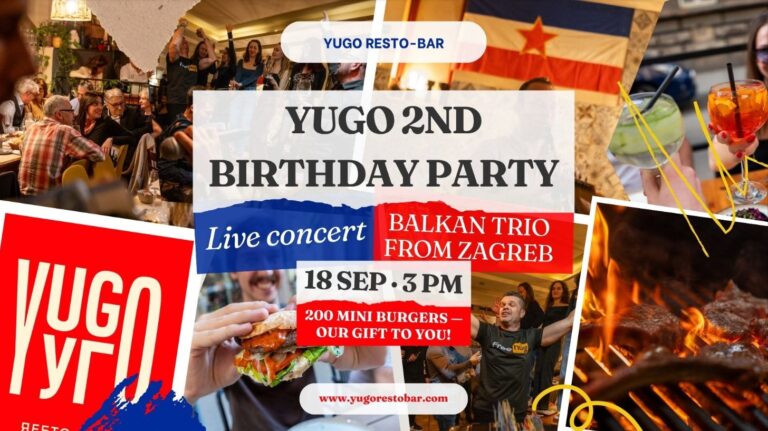 YUGO Resto-Bar 2. születésnapi buli plakátja – 2026. szeptember 18., Bródy Sándor utca 13/A.