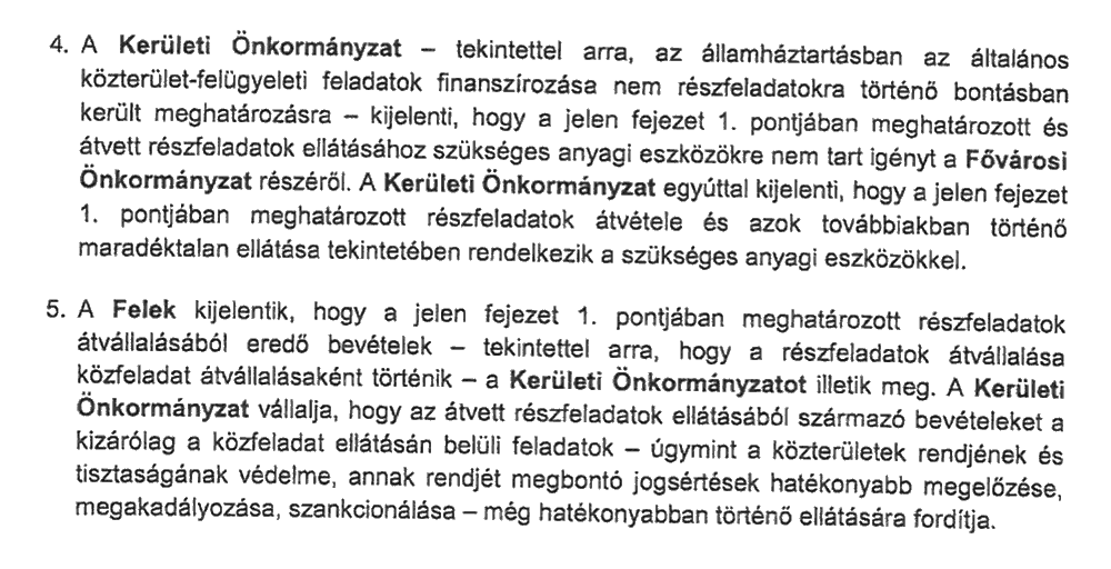 Részlet a 2014-es négyoldalú megállapodás II.4–5. pontjából a finanszírozásról és a bevételekről